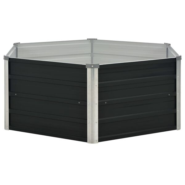 vidaXL Hochbeet Anthrazit 129 x 129 x 45 cm Verzinkter Stahl
