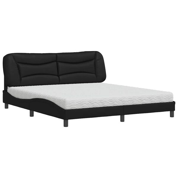 vidaXL Bett mit Matratze "Hvar" Schwarz 180x200 cm Kunstleder