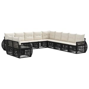 vidaXL Gartensofa-set 11 stk. Schwarz und Cremewei&szlig; Poly-Rattan