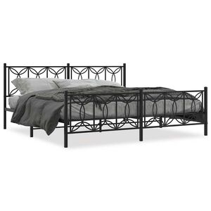 vidaXL Bettgestell mit Kopf- und Fu&szlig;teil Metall Schwarz 193x203 cm