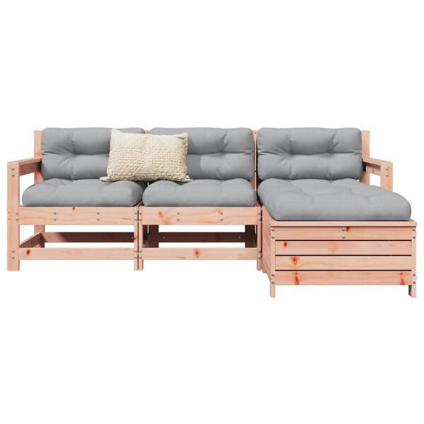 vidaXL 4-tlg. Garten-Sofagarnitur Massivholz Douglasie