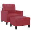 vidaXL Sessel mit Hocker Weinrot 60 cm Kunstleder