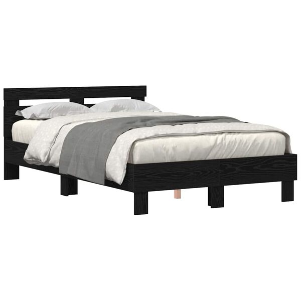 vidaXL Bettrahmen Schwarz Eichen-Optik 135 x 190 cm Holzwerkstoff