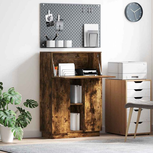 vidaXL Schreibtisch mit Regal Ger&auml;ucherte Eiche 71.5 x 31.5 x 106.5 cm