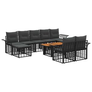 vidaXL Gartensofa-set 10 stk. Schwarz und Dunkelgrau Poly-Rattan
