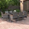 vidaXL 9-tlg. Garten-Essgruppe Poly Rattan Grau