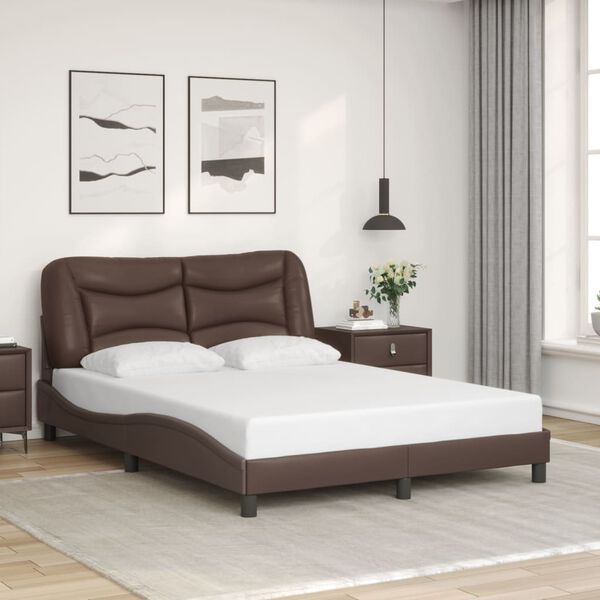 vidaXL Bettgestell mit LED ohne Matratze "Hvar" Braun 140x190 cm
