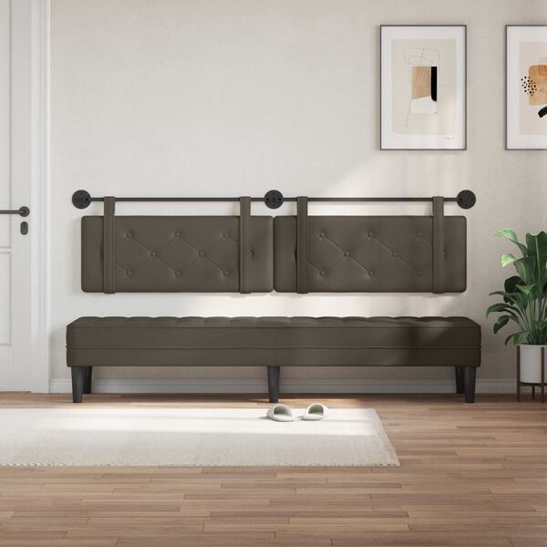 vidaXL H&auml;ngevorderseite Wandmontiert Grau 210 x 55 x 5 cm Kunstleder