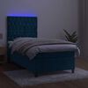 vidaXL Boxspringbett mit Matratze & LED Dunkelblau 80x200 cm Samt