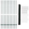 vidaXL Zaun mit Pfosten Gr&uuml;n 1.6 x 25 m Stahl und PVC