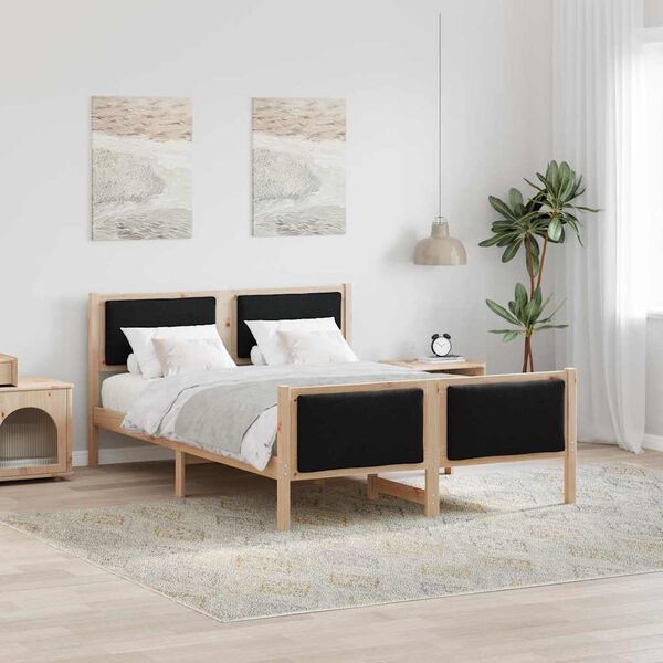 vidaXL Bettrahmen mit Kopfteil Schwarz 140 x 200 cm Stoff