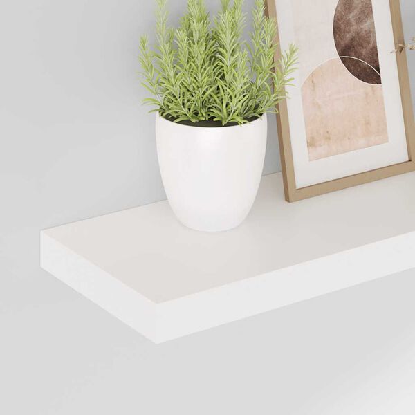 vidaXL Schweberegale 2 Stk. Hochglanz-Wei&szlig; 50x23x3,8 cm MDF