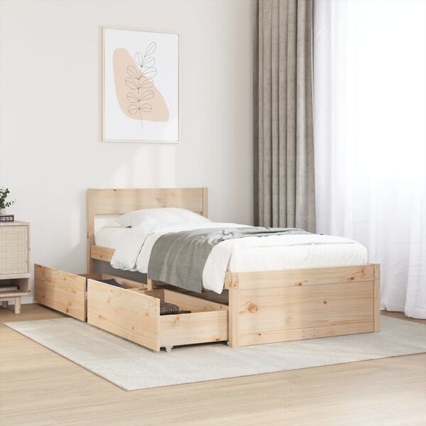 vidaXL Massivholzbett ohne Matratze 100x200 cm Kiefernholz
