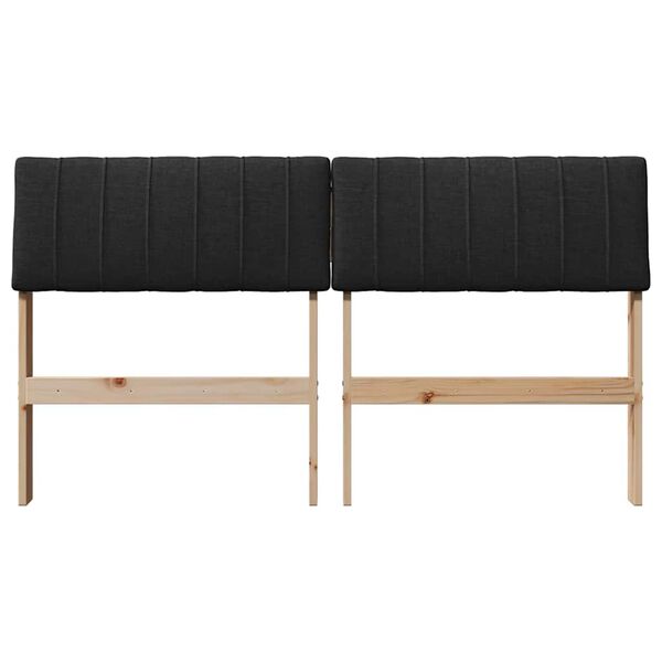 vidaXL Gepolstertes Kopfteil Schwarz 140 cm Massives Kiefernholz