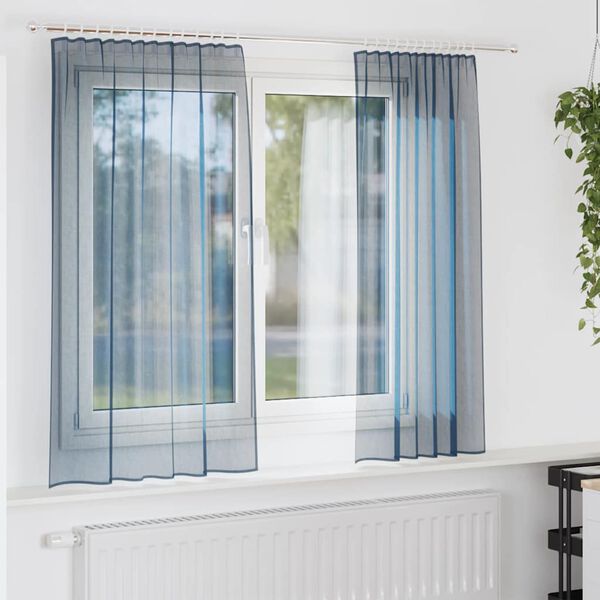 vidaXL Voile Vorh&auml;nge mit Stangentaschen 2 Stk. K&ouml;nigsblau