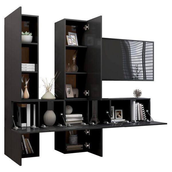 vidaXL 7-tlg. TV-Schrank-Set Grau Holzwerkstoff