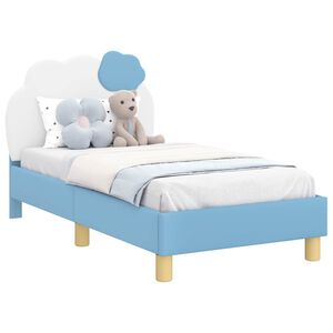 vidaXL Kinderbettgestell mit Kopfteil Blau 70 x 140 cm PU