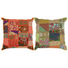 vidaXL Patchwork-Kissen 2 Stk. Handgefertigt 45 x 45 cm Orange/Gr&uuml;n