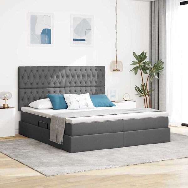 vidaXL Aufbewahrungsbett Dunkelgrau 200 x 200 cm Kunstleder