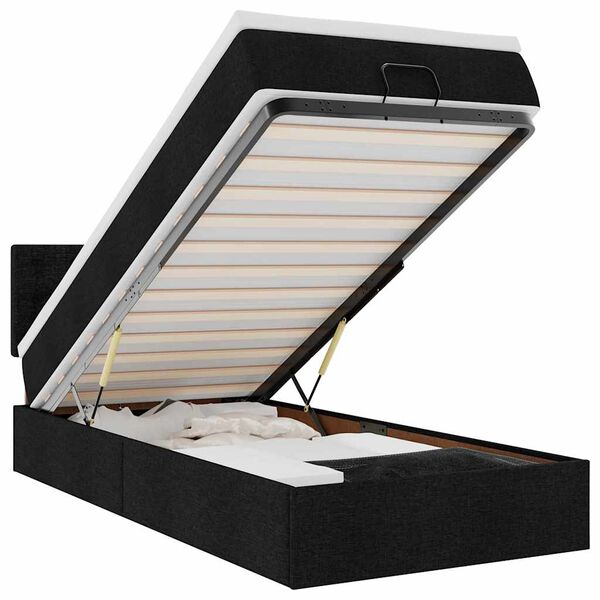 vidaXL Ottomane Bett mit Matratze & LEDs Schwarz 80x200 cm Stoff