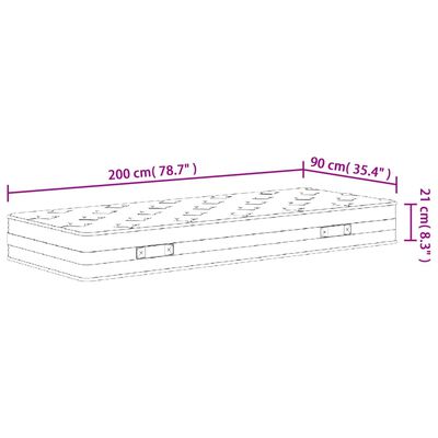 vidaXL Matratze Bonnell-Federkern Mittel 90x200 cm