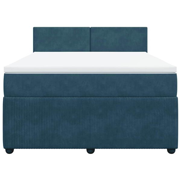 vidaXL Boxspringbett mit Matratze Blau 140x190 cm Samt