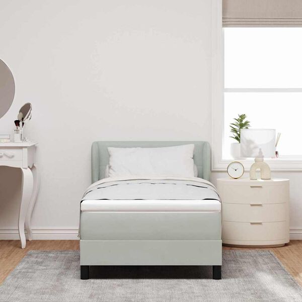 vidaXL Boxspringbett mit Matratze Hellgrau 80 x 200 cm Samt