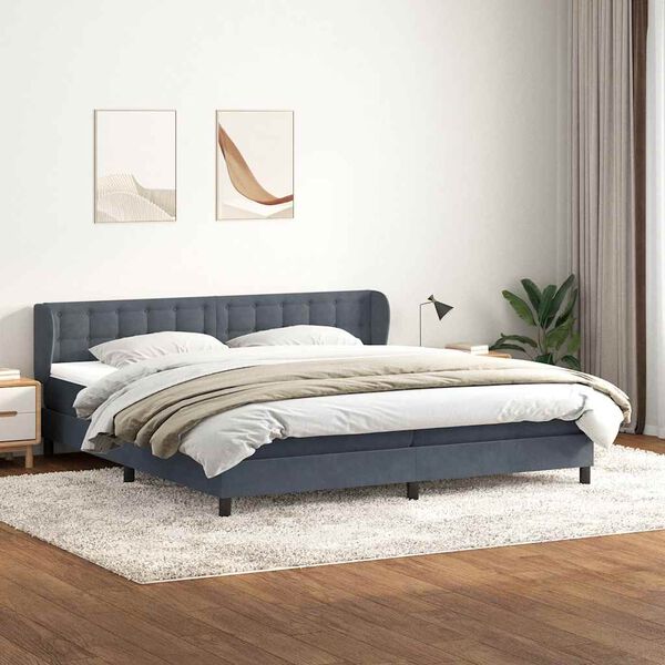 vidaXL Boxspringbett mit Matratzen Dunkelgrau 180x210 cm Samt
