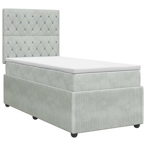 vidaXL Boxspringbett mit Matratze Hellgrau 80 x 200 cm Samt