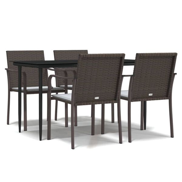 vidaXL 5-tlg. Garten-Essgruppe mit Kissen Poly Rattan und Stahl