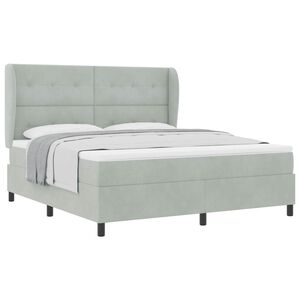 vidaXL Boxspringbett mit Matratze Hellgrau 200 x 180 cm Polyester