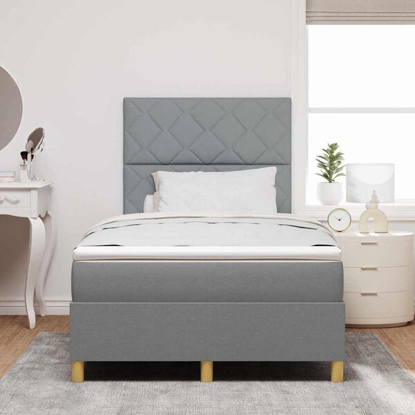 vidaXL LED Boxspringbett mit Matratze Hellgrau 120 x 200 cm Stoff