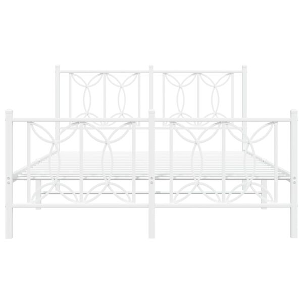 vidaXL Bettgestell mit Kopf- und Fu&szlig;teil Metall Wei&szlig; 140x200 cm