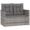 vidaXL Gartenbank mit Kissen Grau 105 cm Poly Rattan