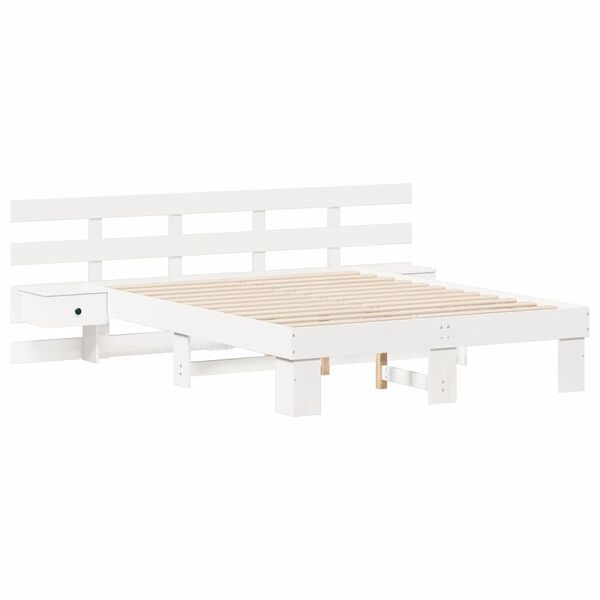 vidaXL Bettrahmen mit Kopfteil Wei&szlig; 135 x 190 cm Massives Kiefernholz