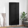 vidaXL Highboard 2 St&uuml;ck Schwarz Eichen-Optik Ingenieurholz und Glas