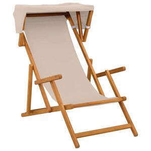 vidaXL Liegestuhl 3 Position Massives Eukalyptus Holz Beige