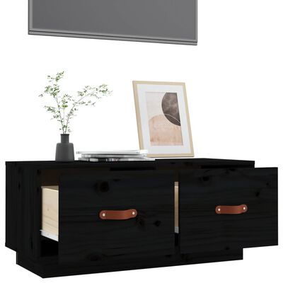 vidaXL TV-Schrank Schwarz 80x34x35 cm Massivholz Kiefer