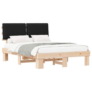 vidaXL Bettgestell mit gepolstertem Kopfteil Schwarz 140 x 200 cm