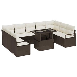 vidaXL Garten-Sofa-Set mit Speicher 10 pcs Braun Poly Rattan
