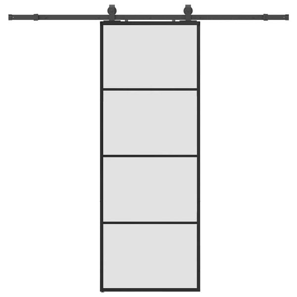 vidaXL Schiebet&uuml;r mit Beschlag Schwarz 76x205 cm ESG-Glas