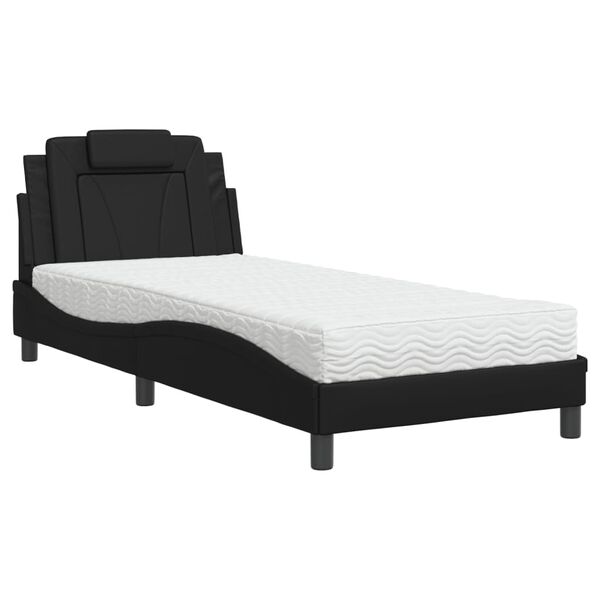 vidaXL Bett "Viana" mit Matratze Schwarz 90x190 cm Kunstleder