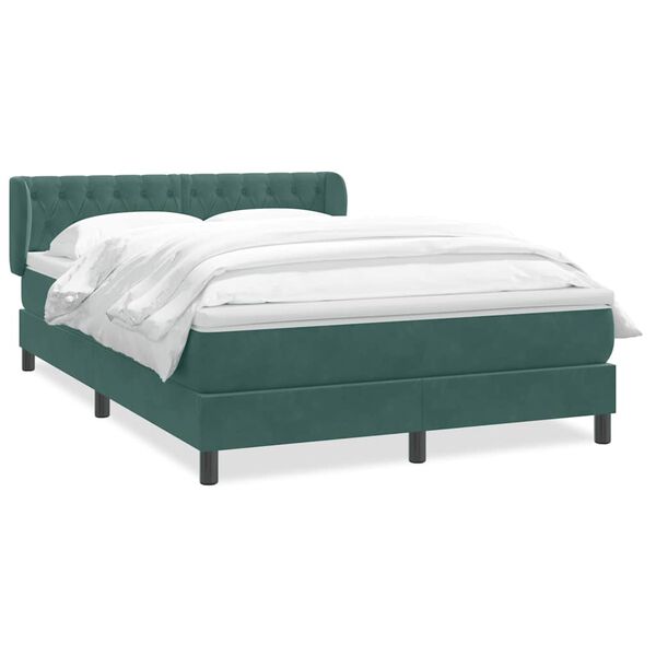 vidaXL Boxspringbett mit Matratze Dunkelgr&uuml;n 140x210 cm Samt