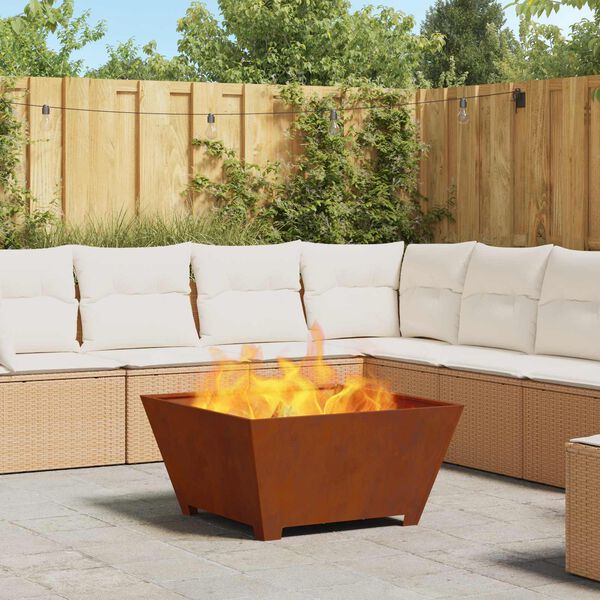 vidaXL Feuerstelle Braun 80 x 80 x 40 cm Wetterfeststahl