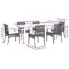 vidaXL 7-tlg. Garten-Essgruppe mit Kissen Grau Poly Rattan