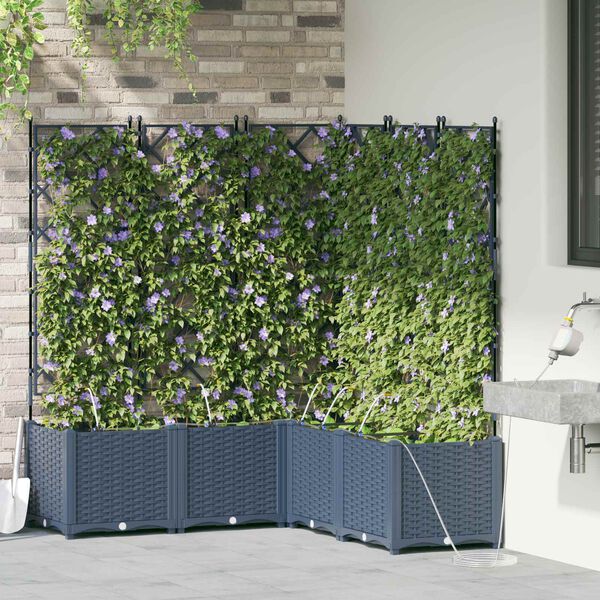 vidaXL Garten-Pflanzgef&auml;&szlig; Grau 40 x 40 x 143 cm Stahl