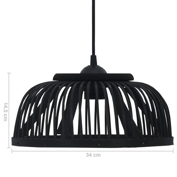 vidaXL Pendelleuchte Schwarz Bambus 40W 34x14,5 cm Halbrund E27
