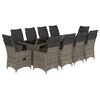 vidaXL 11-tlg. Garten-Bistro-Set mit Kissen Grau Poly Rattan