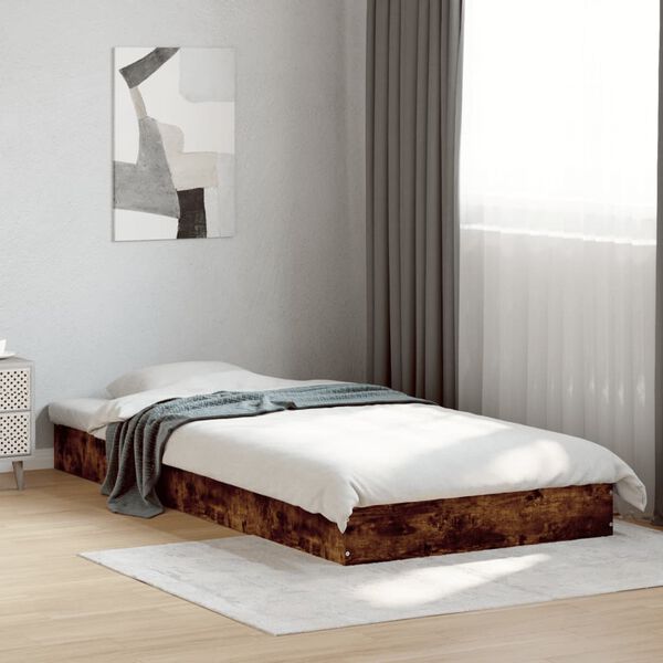 vidaXL Bettgestell ohne Matratze R&auml;uchereiche 75x190 cm Holzwerkstoff