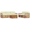 vidaXL Outdoor-Sofagarnitur mit Kissen 6 pcs Natur und Creme